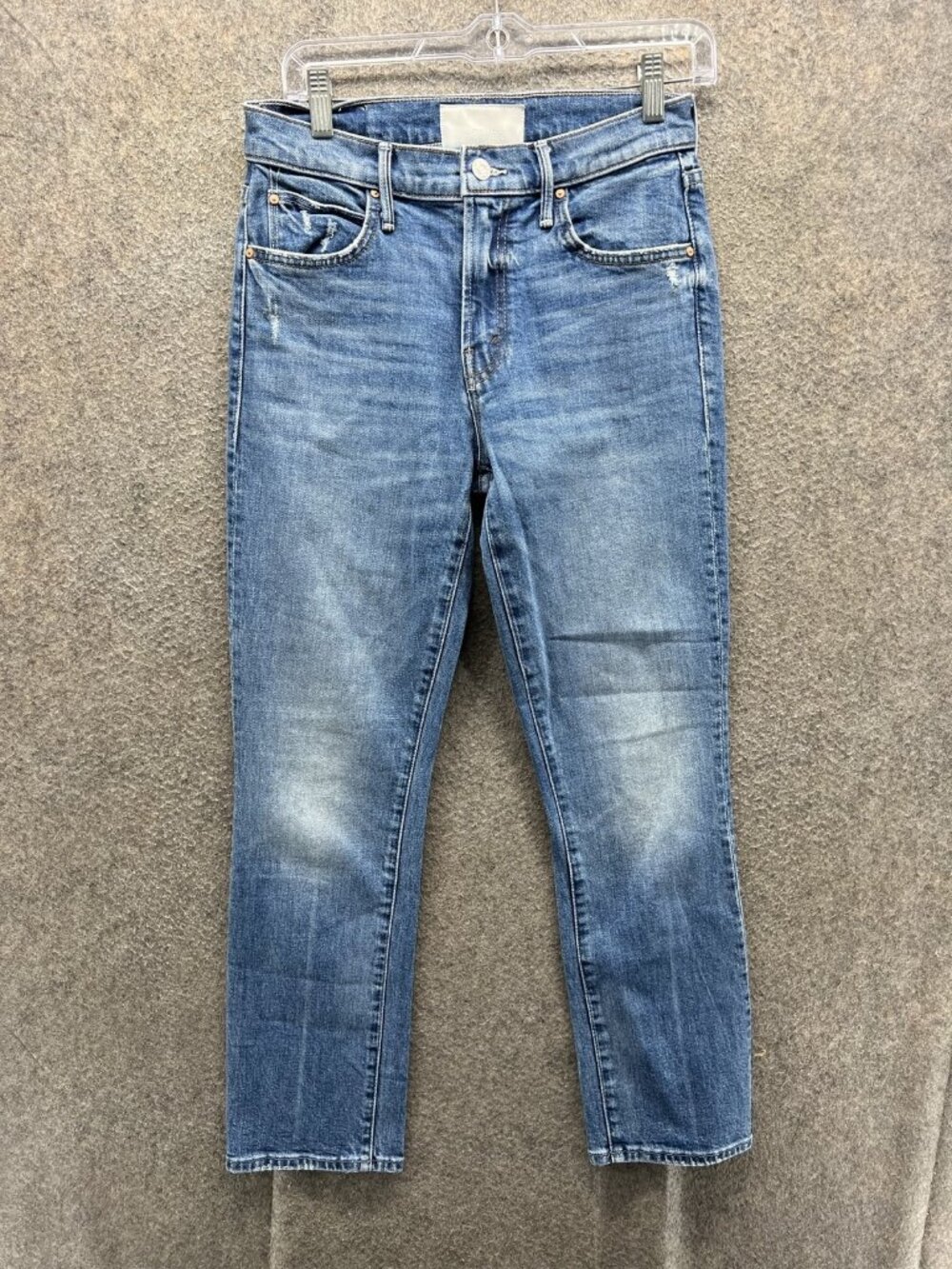 Mother Superior Straight Jeans Womens 28 Blue Medium Wash Slim Distressed Denim